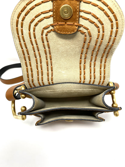 Chloé Hudson mini whipstitched suede shoulder bag in Tan