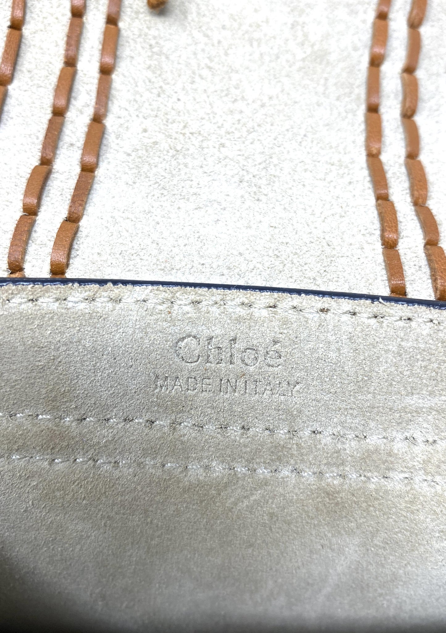 Chloé Hudson mini whipstitched suede shoulder bag in Tan