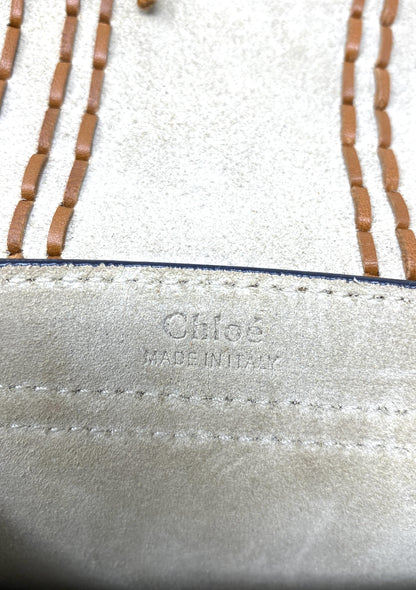 Chloé Hudson mini whipstitched suede shoulder bag in Tan