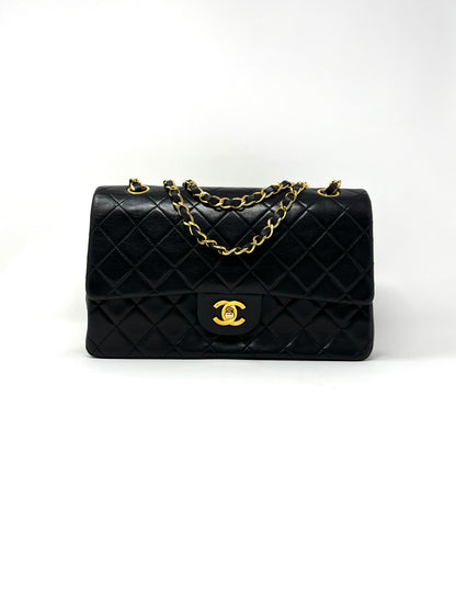 Medium Classic Double Flap Bag in Black Lambskin