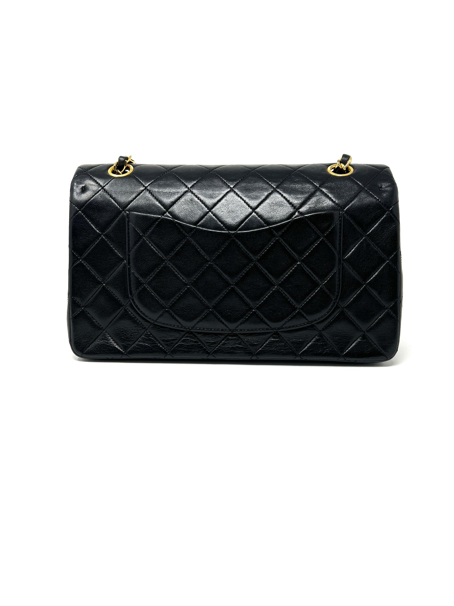 Medium Classic Double Flap Bag in Black Lambskin