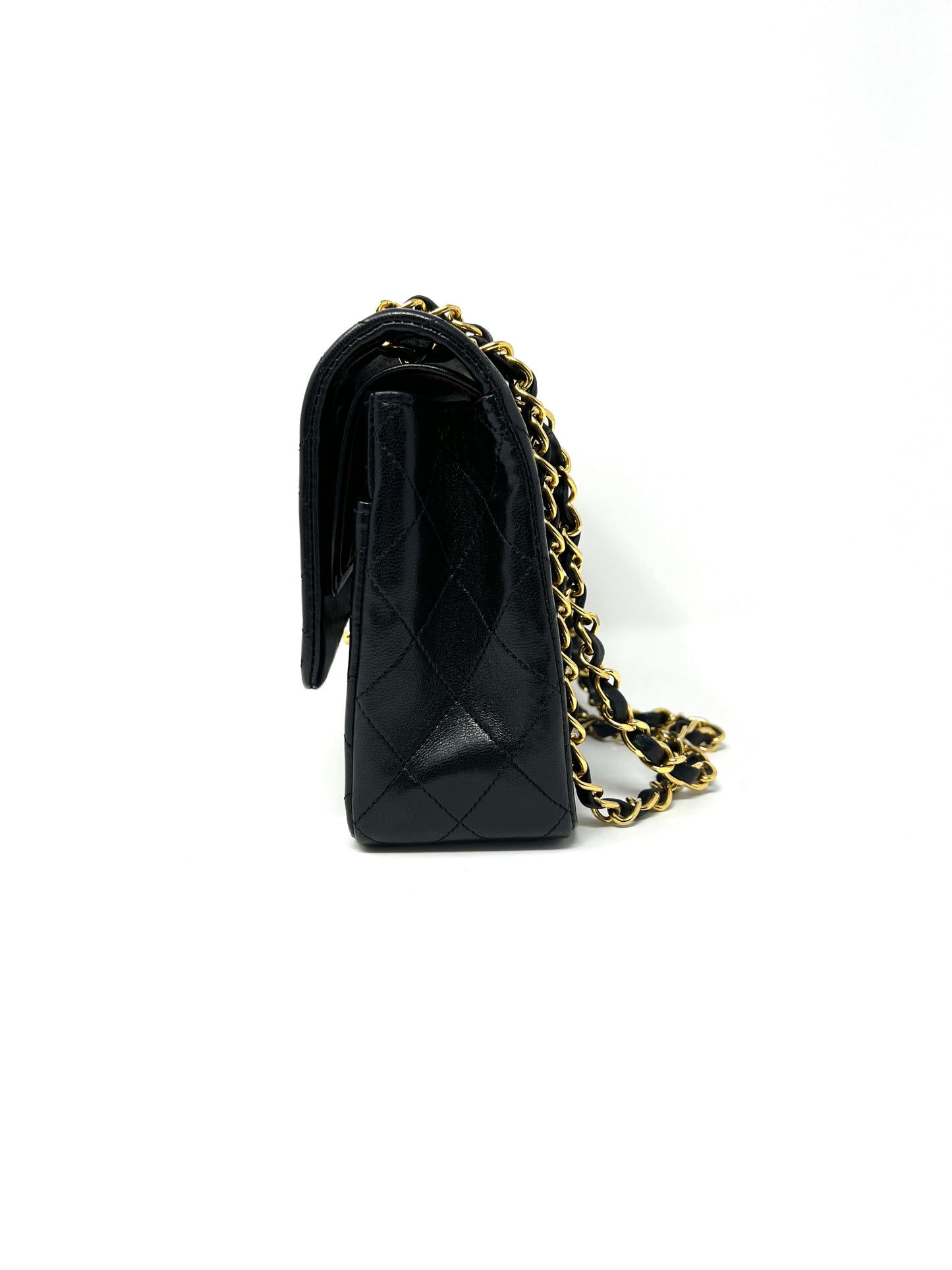 Medium Classic Double Flap Bag in Black Lambskin