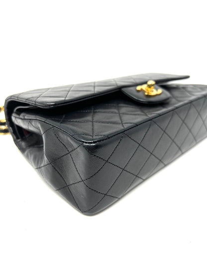 Medium Classic Double Flap Bag in Black Lambskin