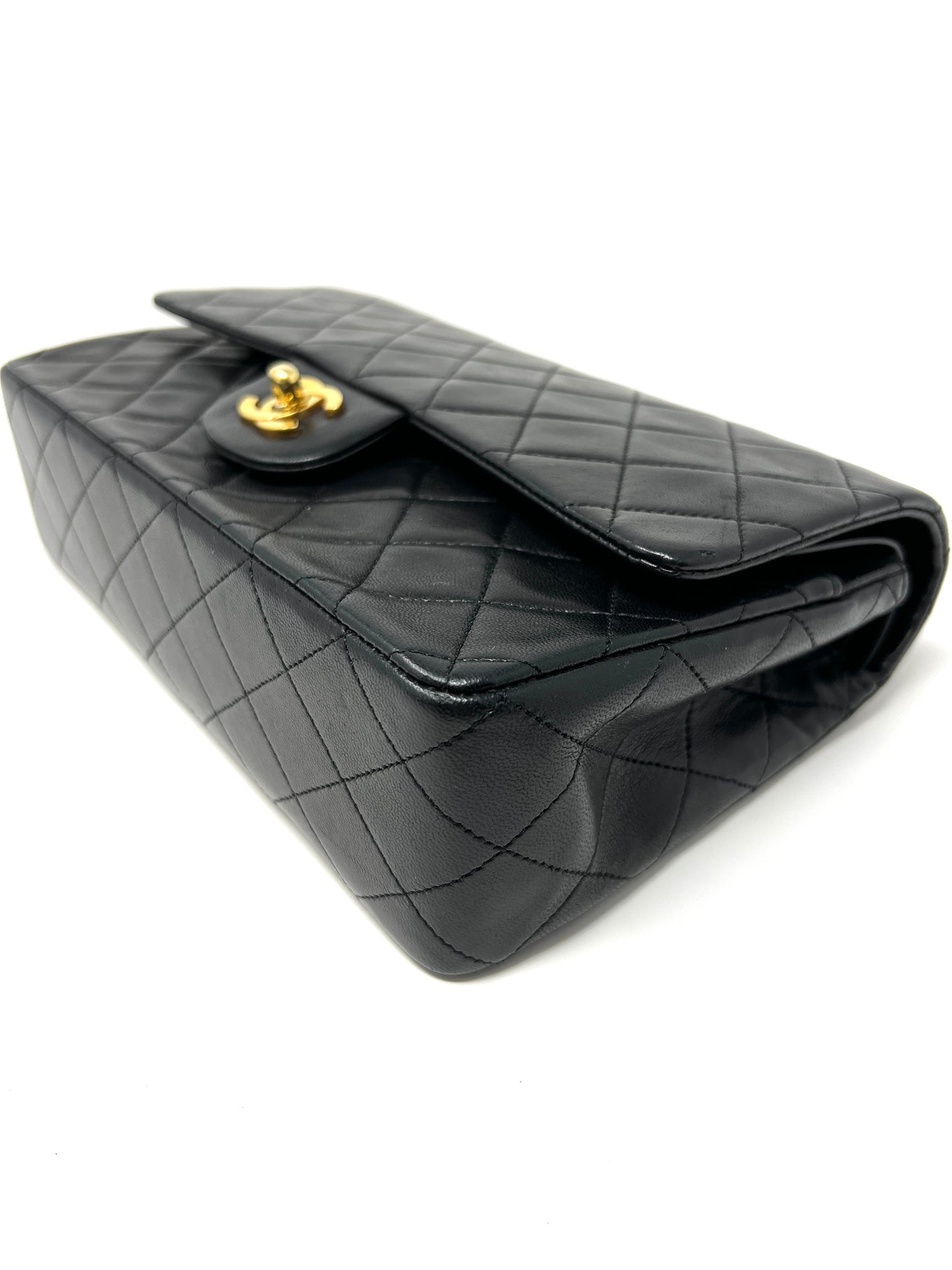 Medium Classic Double Flap Bag in Black Lambskin