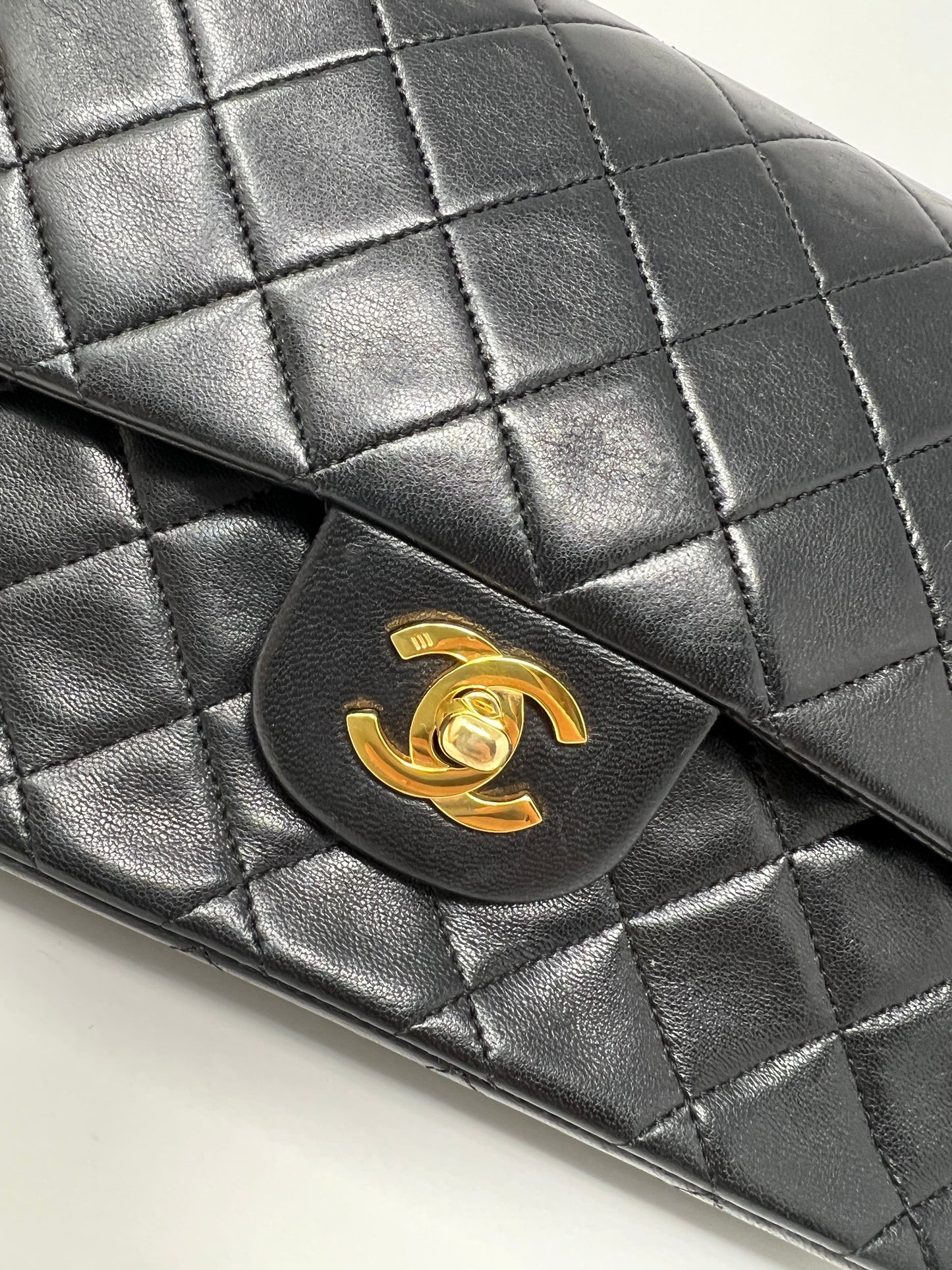 Medium Classic Double Flap Bag in Black Lambskin