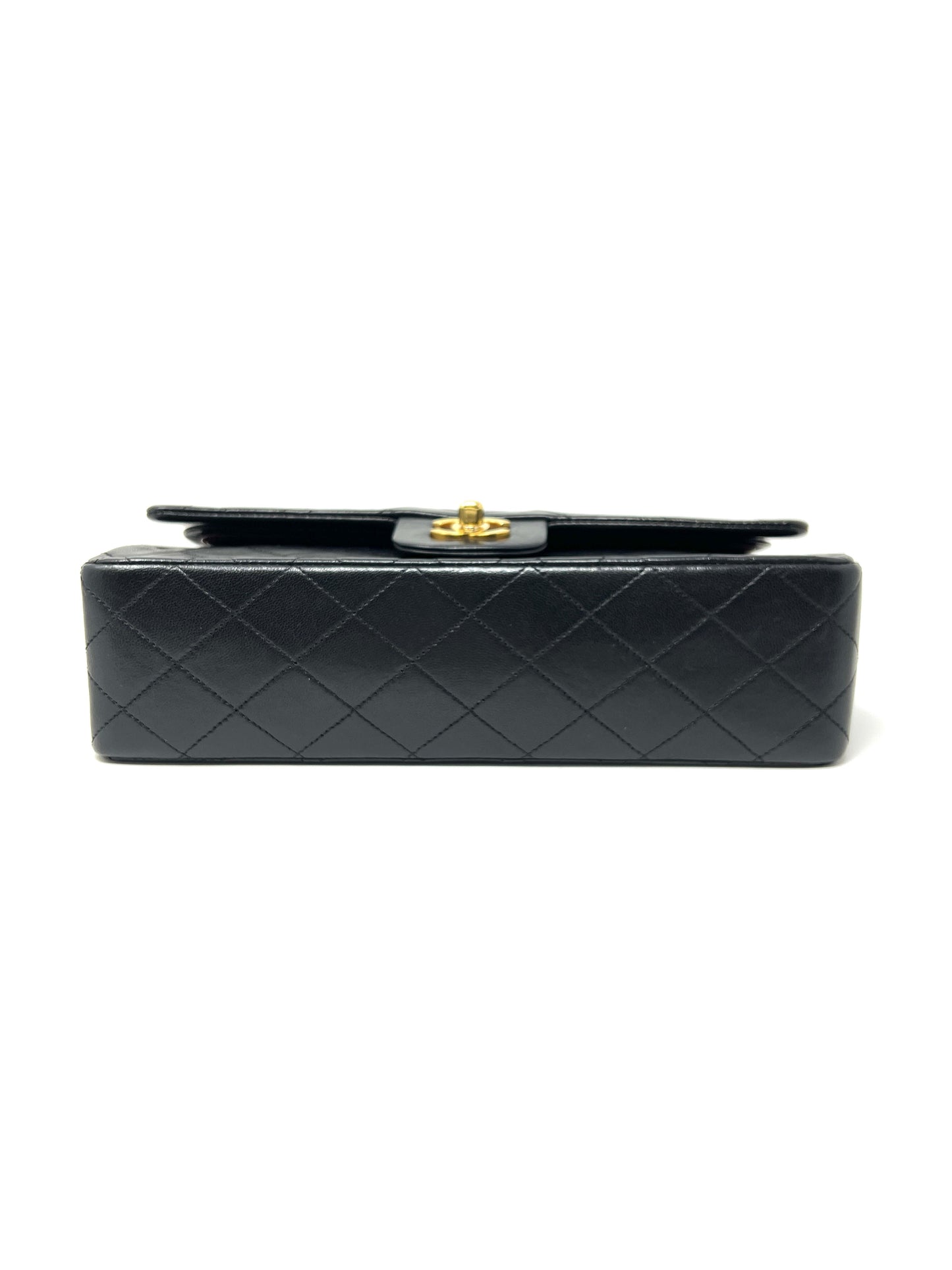 Medium Classic Double Flap Bag in Black Lambskin