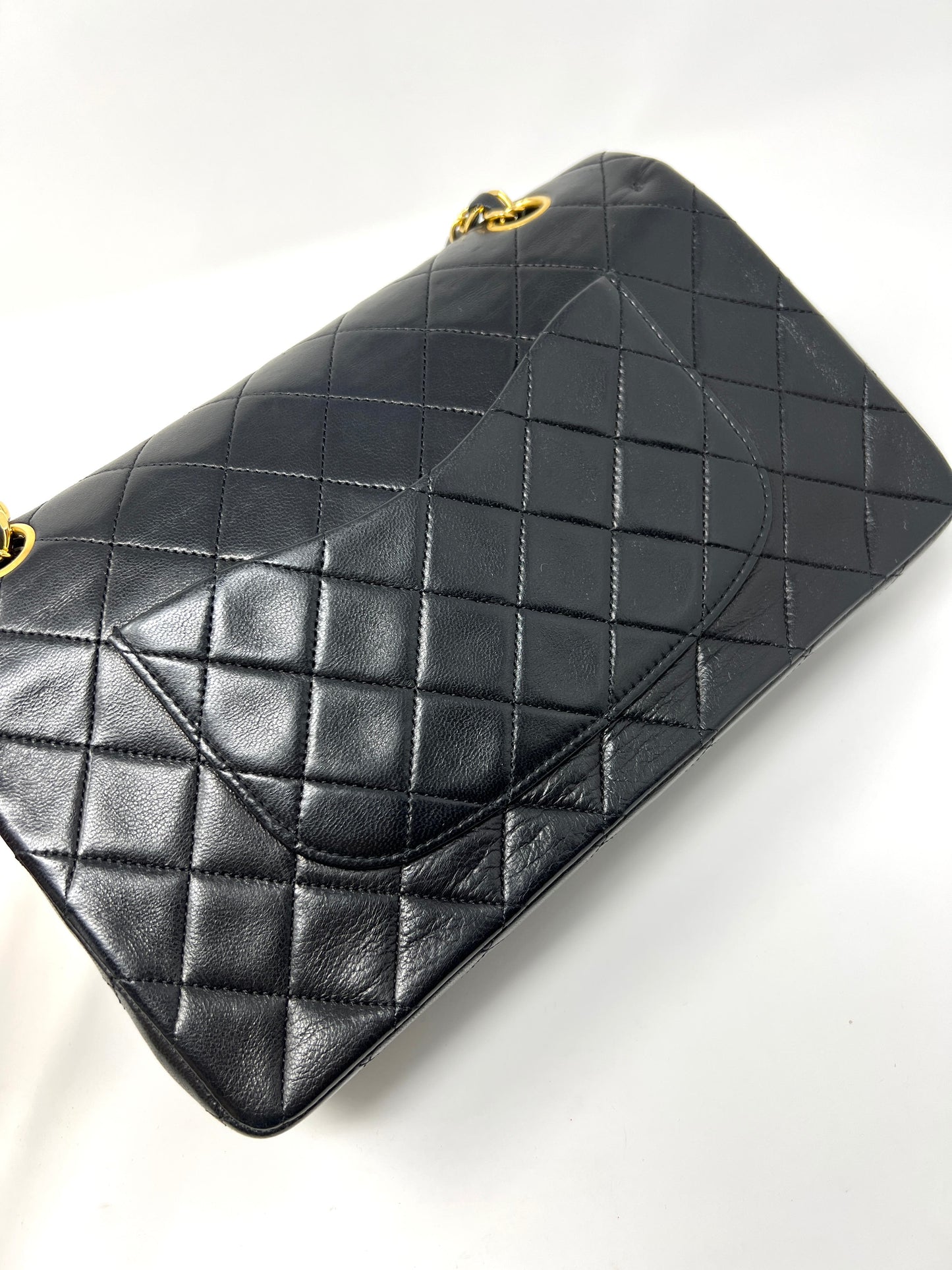 Medium Classic Double Flap Bag in Black Lambskin
