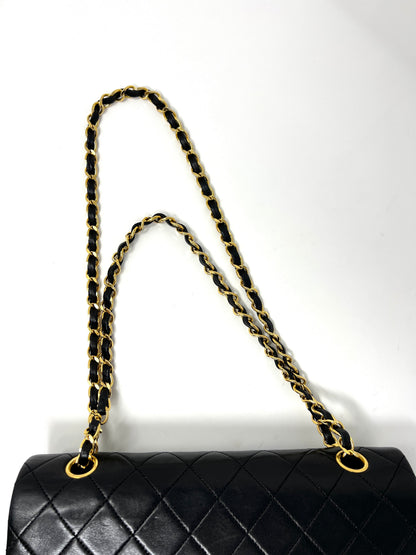 Medium Classic Double Flap Bag in Black Lambskin