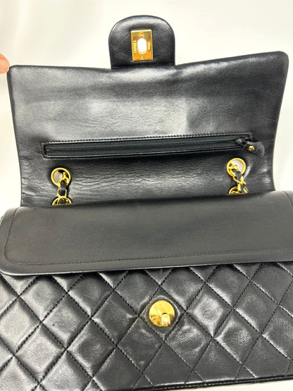 Medium Classic Double Flap Bag in Black Lambskin
