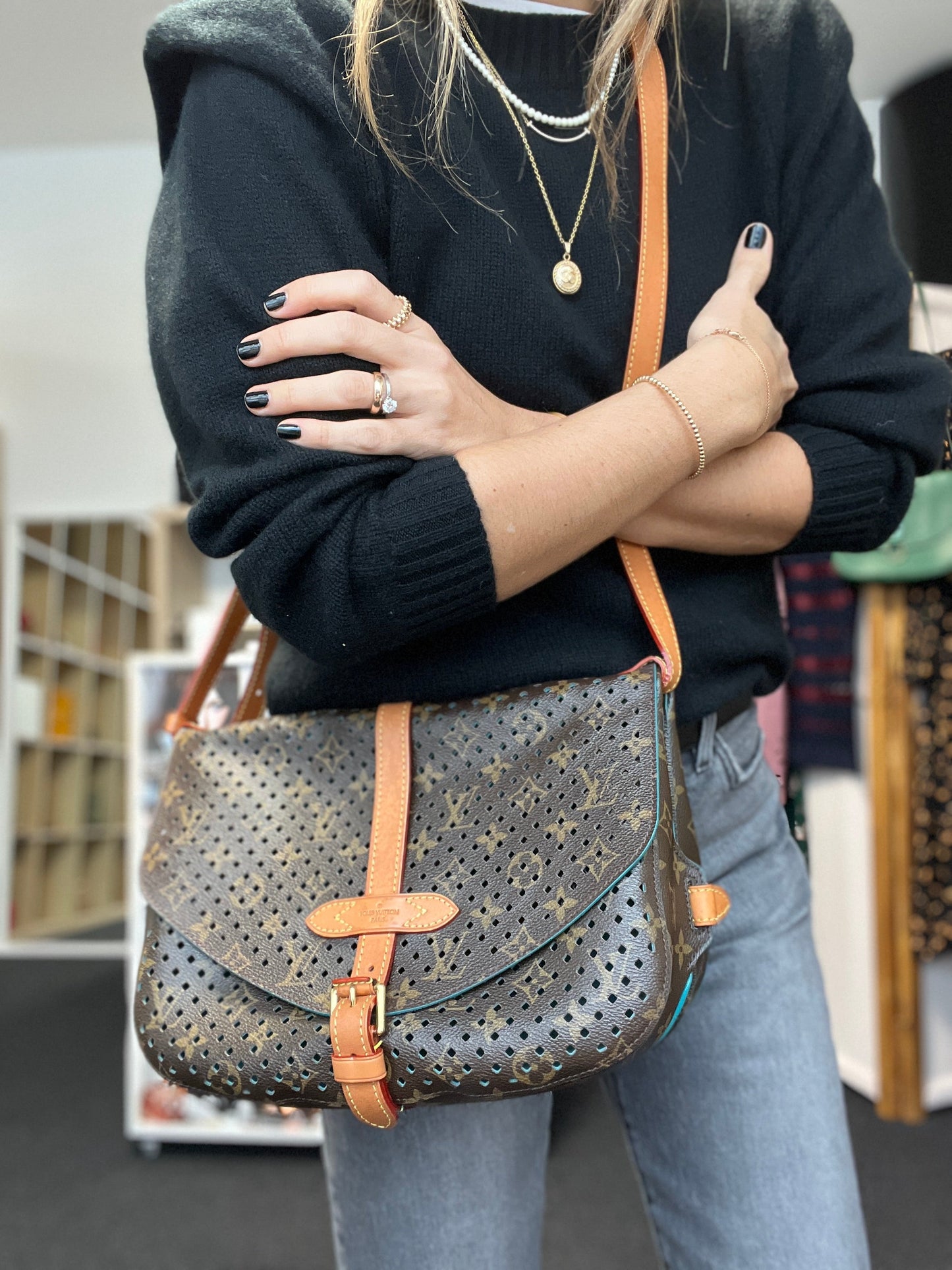 Limited Edition Monogram Flore Perforated Saumur Bag