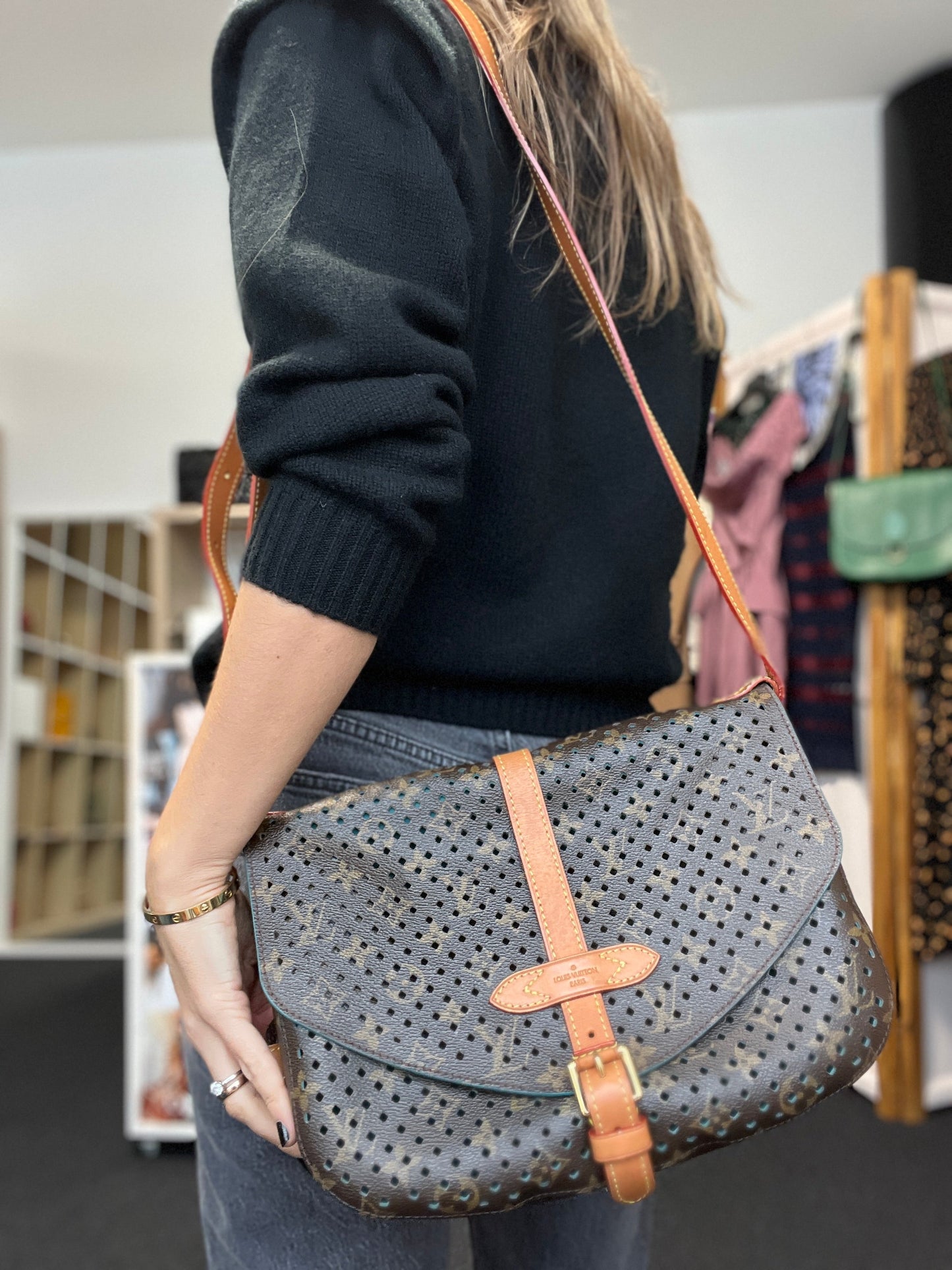 Limited Edition Monogram Flore Perforated Saumur Bag