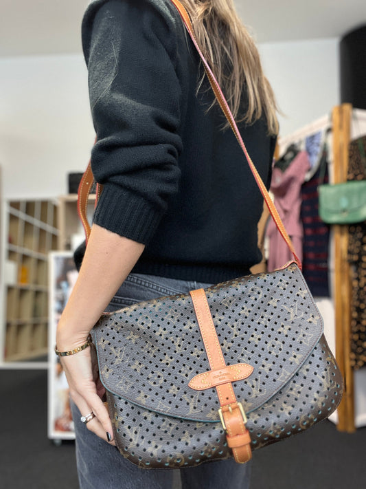 Limited Edition Monogram Flore Perforated Saumur Bag