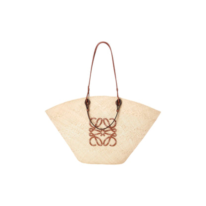 Large Anagram Basket Bag In Iraca Palm And Calfskin
