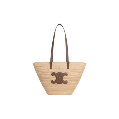 MEDIUM SUPPLE CELINE CLASSIC PANIER in Raffia and calfskin
