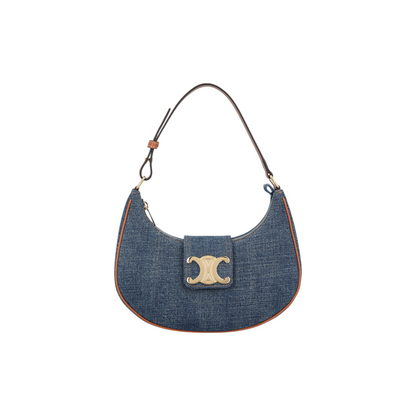 Medium Ava Triomphe Bag in Denim and Calfskin