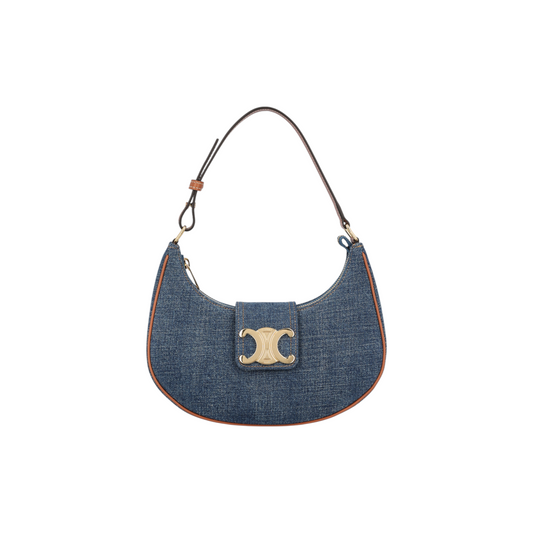 Medium Ava Triomphe Bag in Denim and Calfskin