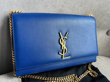 Yves Saint Laurent (YSL) Blue Medium Kate with Gold Hardware (RRP £1,625)