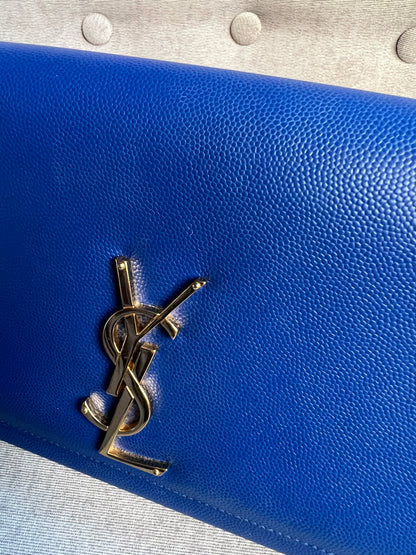 Yves Saint Laurent (YSL) Blue Medium Kate with Gold Hardware (RRP £1,625)