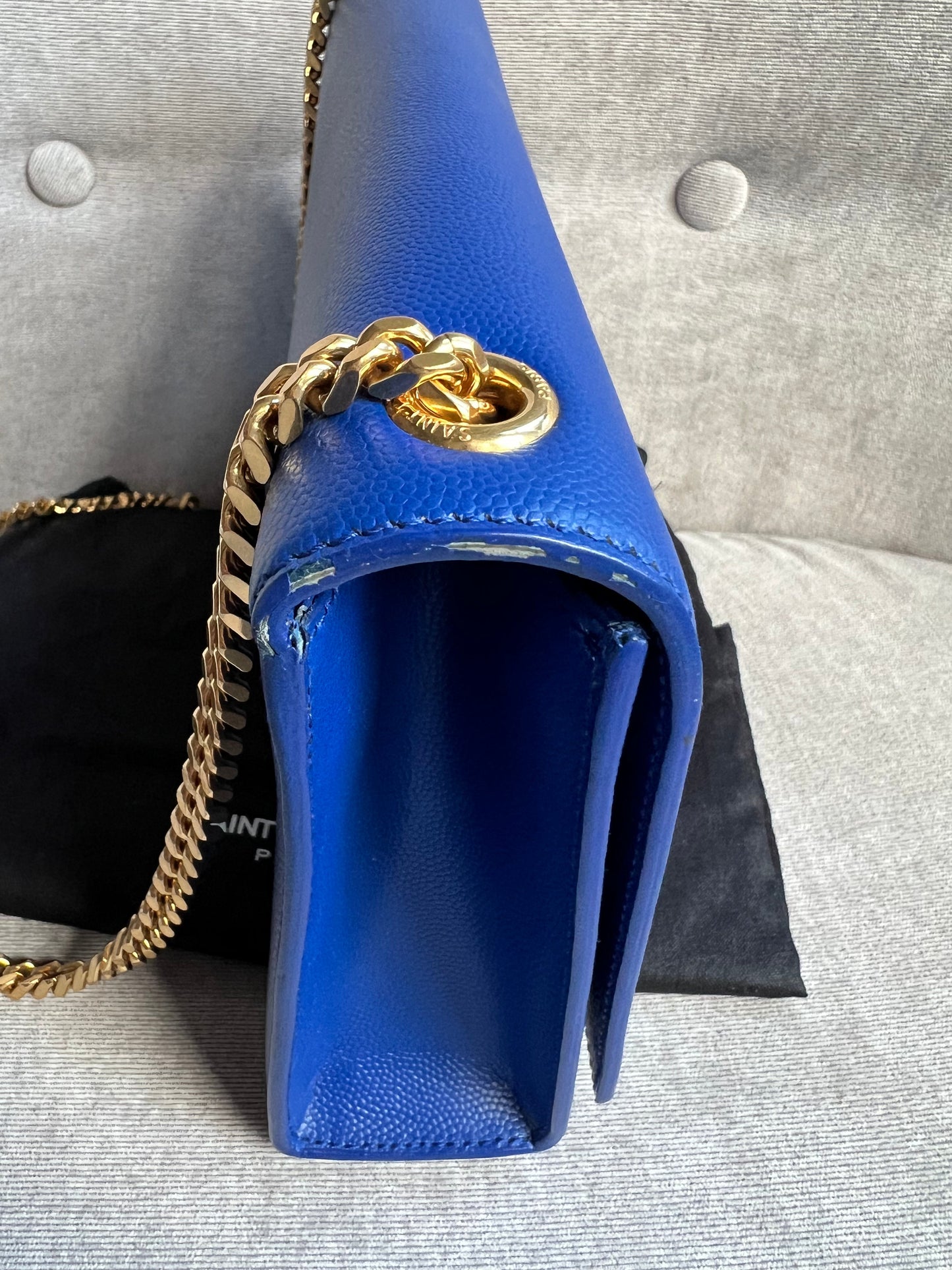 Yves Saint Laurent (YSL) Blue Medium Kate with Gold Hardware (RRP £1,625)