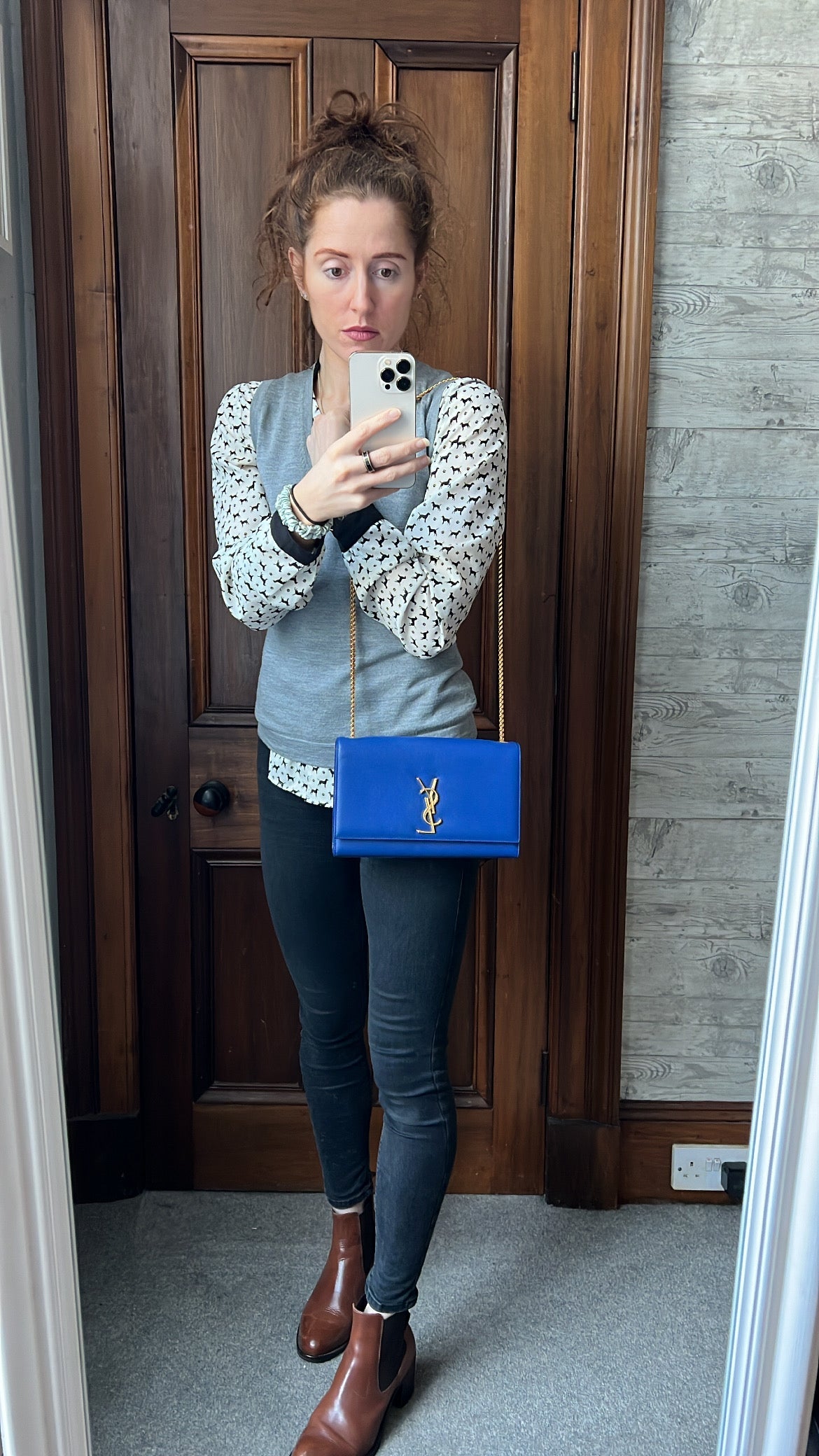 Yves Saint Laurent (YSL) Blue Medium Kate with Gold Hardware (RRP £1,625)