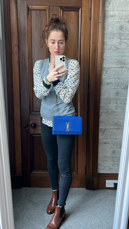Yves Saint Laurent (YSL) Blue Medium Kate with Gold Hardware (RRP £1,625)
