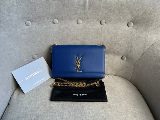 Yves Saint Laurent (YSL) Blue Medium Kate with Gold Hardware (RRP £1,625)