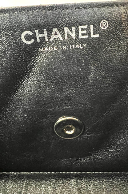 East West Flap Bag in Black Lambskin and Silver Hardware