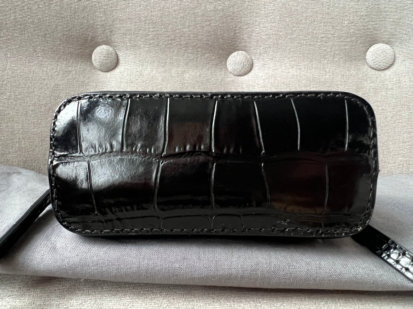 Balenciaga Black Croc Micro Ville Top Handle Bag