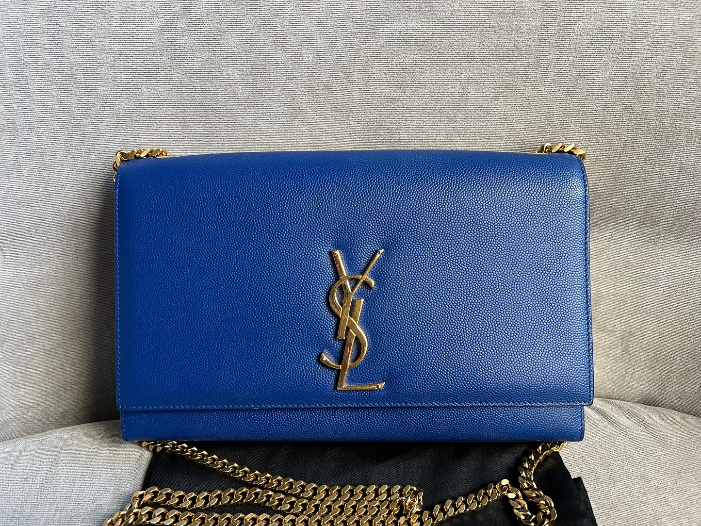 Yves Saint Laurent (YSL) Blue Medium Kate with Gold Hardware (RRP £1,625)