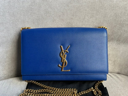 Yves Saint Laurent (YSL) Blue Medium Kate with Gold Hardware (RRP £1,625)