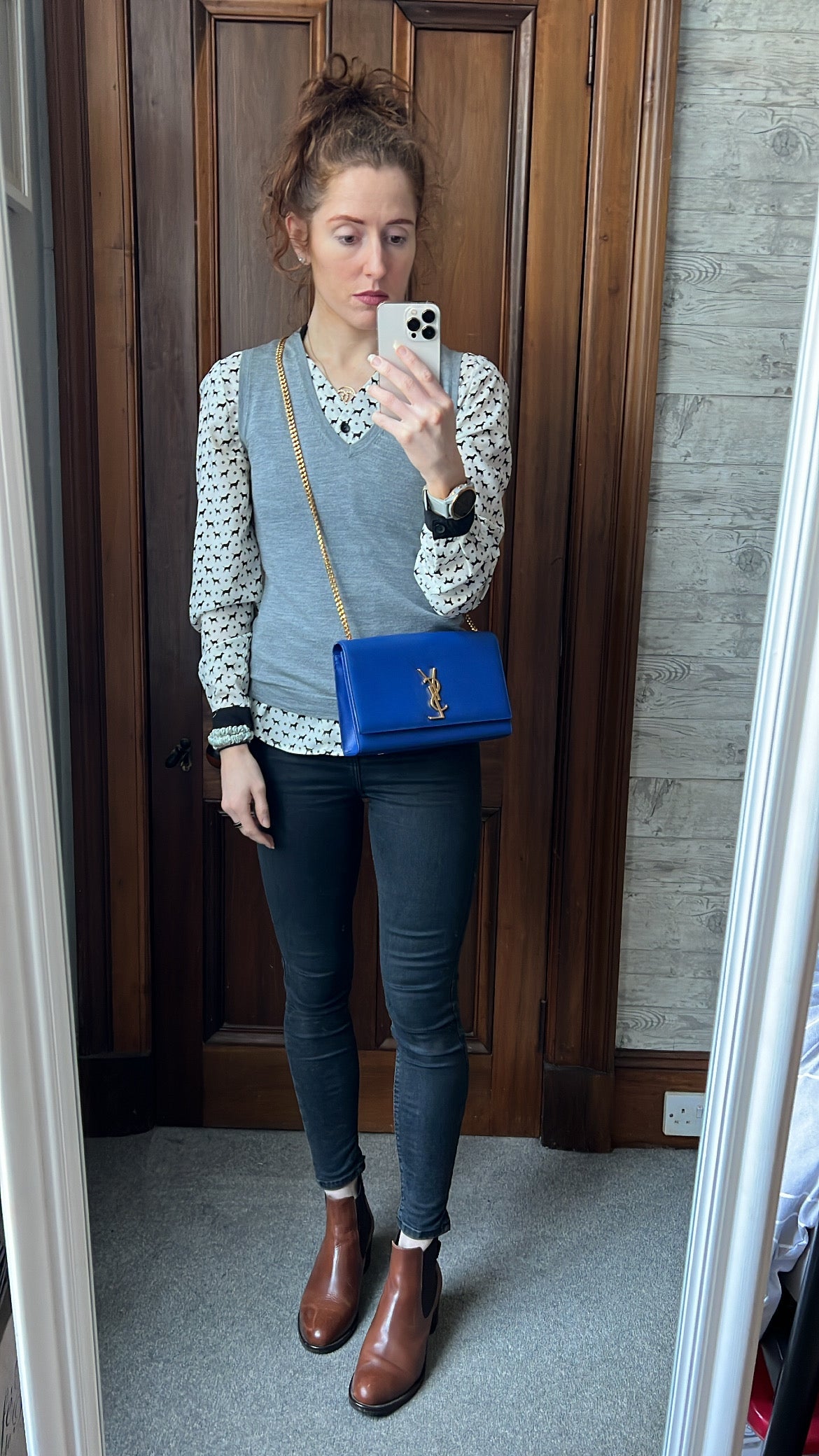 Yves Saint Laurent (YSL) Blue Medium Kate with Gold Hardware (RRP £1,625)