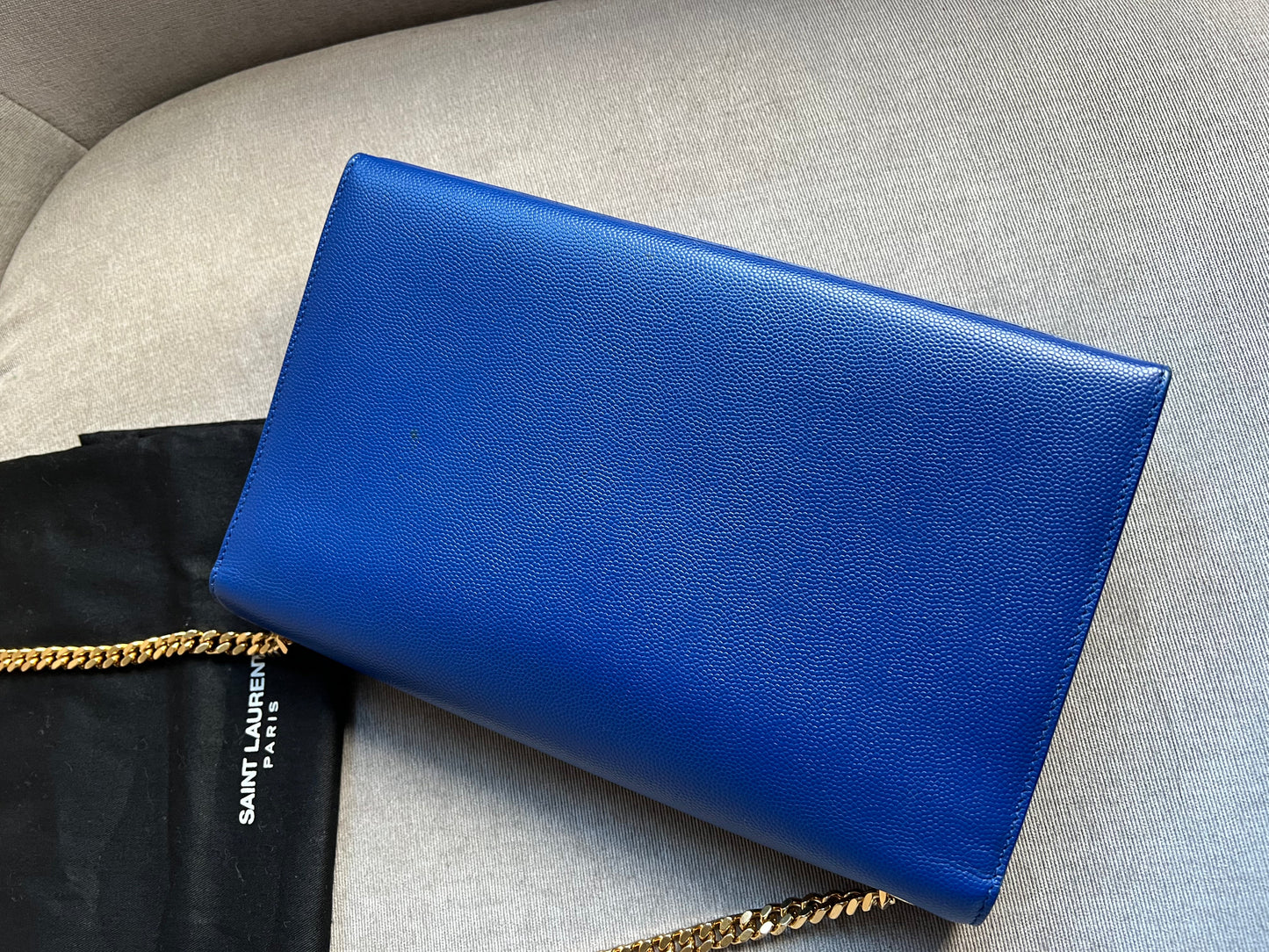 Yves Saint Laurent (YSL) Blue Medium Kate with Gold Hardware (RRP £1,625)
