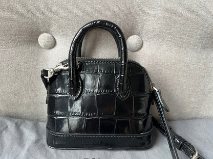Balenciaga Black Croc Micro Ville Top Handle Bag