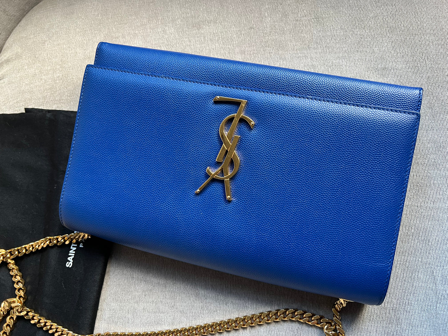 Yves Saint Laurent (YSL) Blue Medium Kate with Gold Hardware (RRP £1,625)