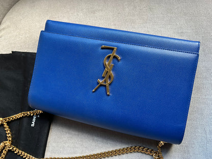 Yves Saint Laurent (YSL) Blue Medium Kate with Gold Hardware (RRP £1,625)