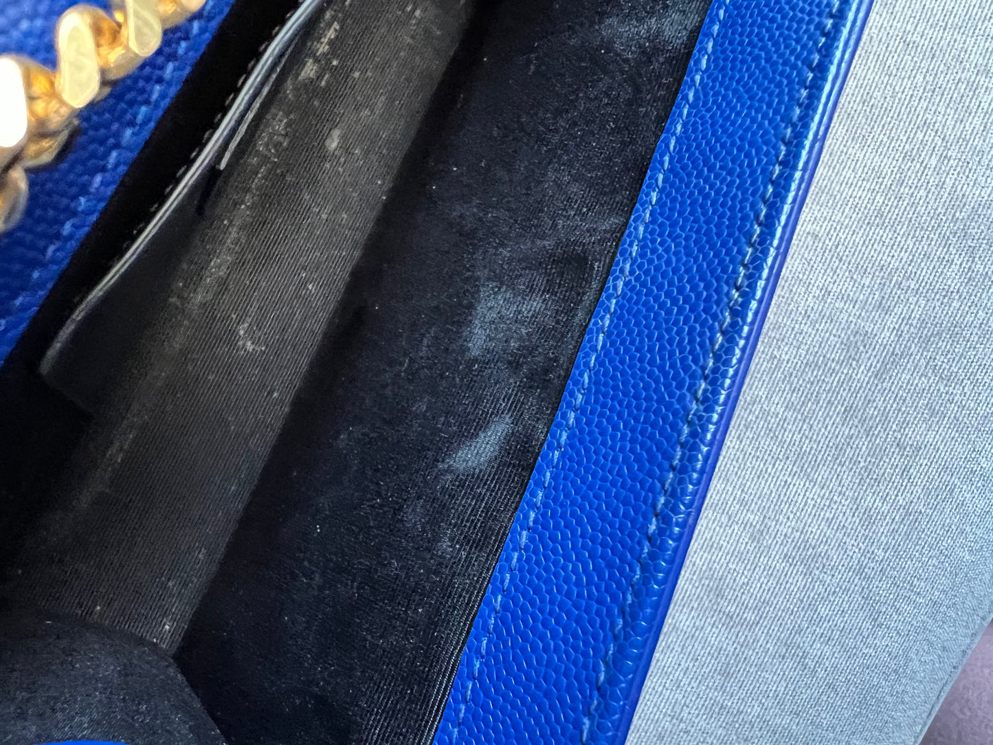 Yves Saint Laurent (YSL) Blue Medium Kate with Gold Hardware (RRP £1,625)