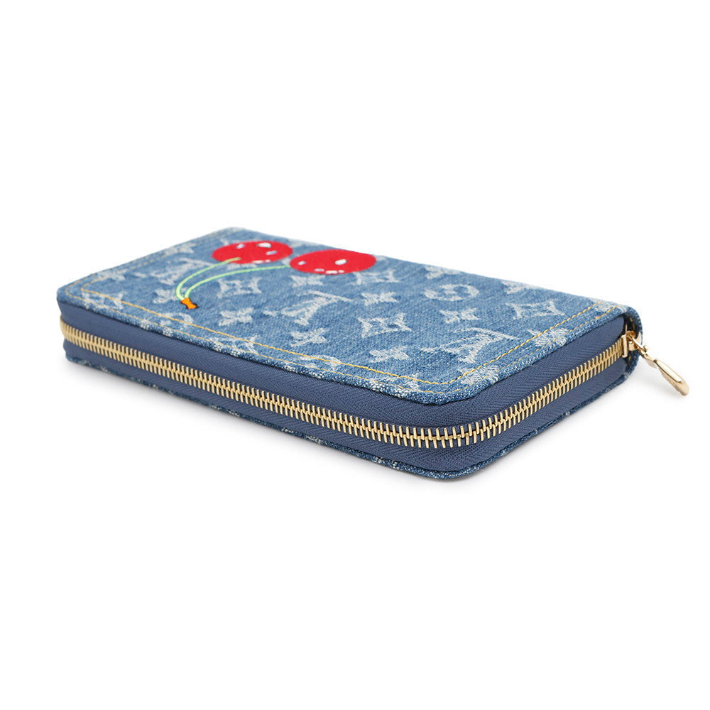 LOUIS VUITTON LV × TM Zippy Wallet Blue/RedM23161 Monogram Cherry Denim