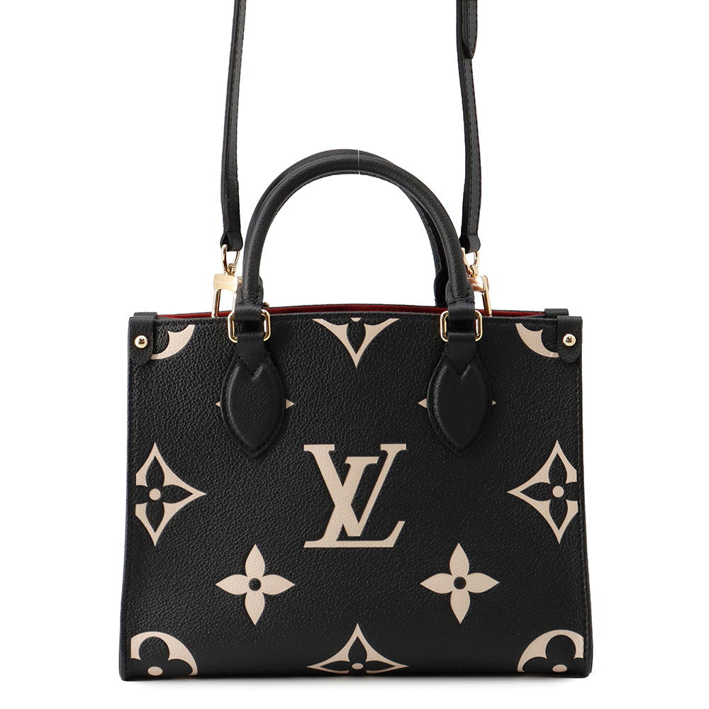 LOUIS VUITTON Onthego Noir/BeigeM45659 Bicolor Monogram Empreinte Leather