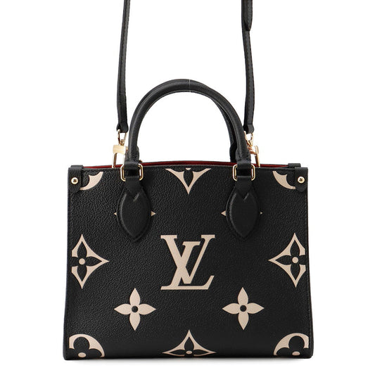 LOUIS VUITTON Onthego Noir/BeigeM45659 Bicolor Monogram Empreinte Leather