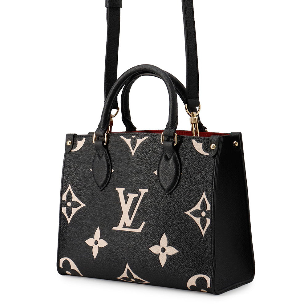 LOUIS VUITTON Onthego Noir/BeigeM45659 Bicolor Monogram Empreinte Leather