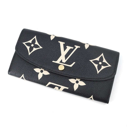 LOUIS VUITTON Portefeuille Emilie Black/BeigeM83138 Monogram Empreinte Leather