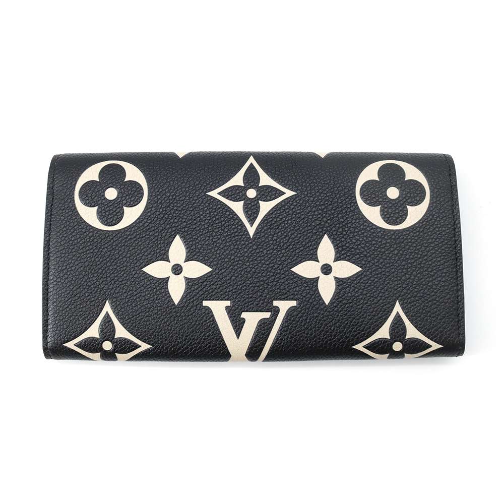 LOUIS VUITTON Portefeuille Emilie Black/BeigeM83138 Monogram Empreinte Leather