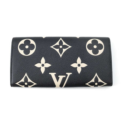 LOUIS VUITTON Portefeuille Emilie Black/BeigeM83138 Monogram Empreinte Leather