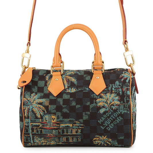 LOUIS VUITTON Speedy Bandouliere Marina blueN00225 Damier Palm Tree Size 25